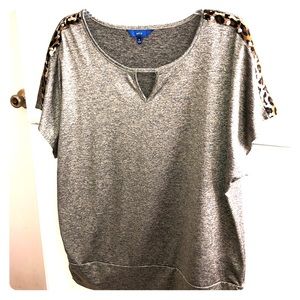 Dolman sleeve top bronze color w/ leopard trim